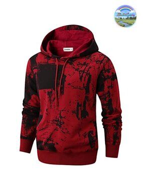 Mens Tie-Dye Pullover Hoodies Long Sleeve Graphic Sweatshirt